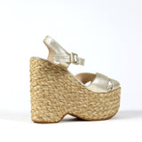Golden Braided Platform Sandal