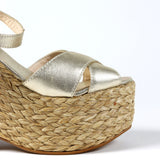 Golden Braided Platform Sandal