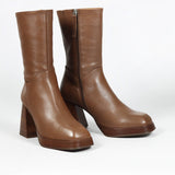 Florence Brown Wood Ankle Boot