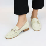 Milano Ivory Buckle Moccasin